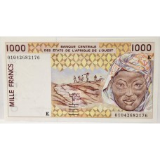 WEST AFRICAN STATES 2000 . ONE THOUSAND 1,000 FRANCS BANKNOTE